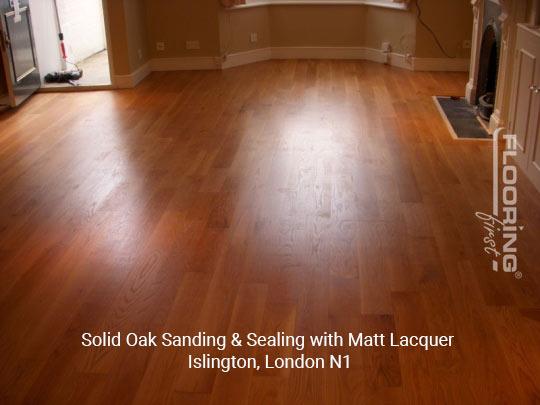 Solid oak sanding & sealing with matt lacquer in Islington 1