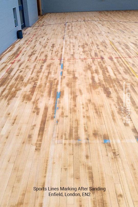 Sports lines marking after sanding in Enfield 1