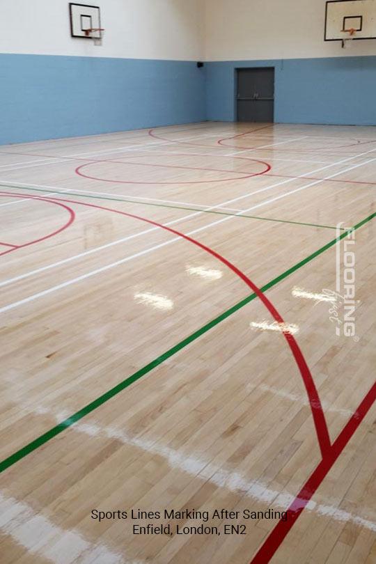Sports lines marking after sanding in Enfield 3