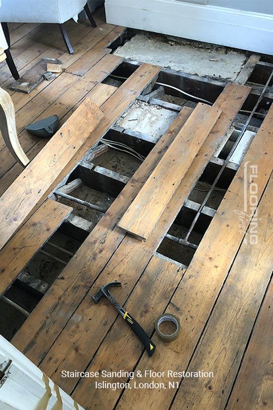 Stairs sanding & floor restoration in Islington 1