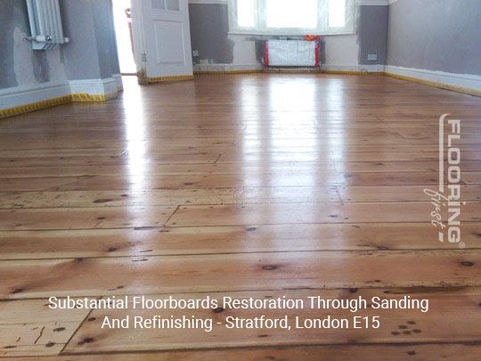 Substantial floorboards restoration through sanding and refinishing in Stratford 3