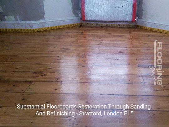 Substantial floorboards restoration through sanding and refinishing in Stratford 4