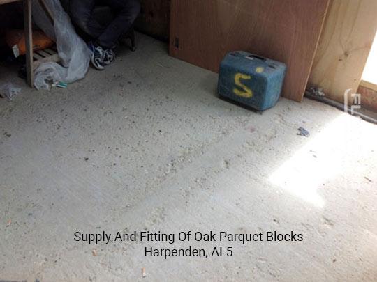 Supply and fitting of oak parquet blocks in Harpenden
