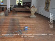 Restoration of exotic wood flooring at St. Johns the Evangelist Church in Bromley 2