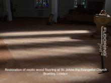 Restoration of exotic wood flooring at St. Johns the Evangelist Church in Bromley 6