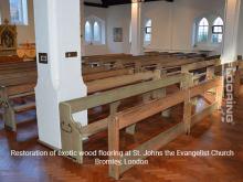 Restoration of exotic wood flooring at St. Johns the Evangelist Church in Bromley 13