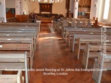Restoration of exotic wood flooring at St. Johns the Evangelist Church in Bromley 14