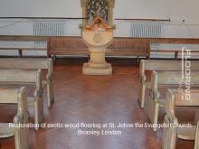 Restoration of exotic wood flooring at St. Johns the Evangelist Church in Bromley 16