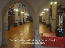 Parquet Sanding and Staining at St Luke Church - Hampstead, London, NW3 - 11