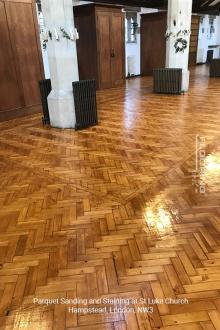 Parquet Sanding and Staining at St Luke Church - Hampstead, London, NW3 - 12