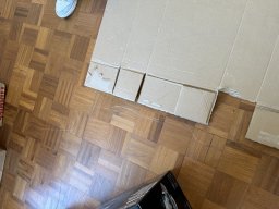 Deep Scratch on Versaille Oak Flooring Before Restoration