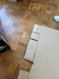 Deep Scratch on Versaille Oak Flooring Before Restoration
