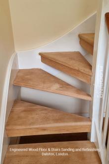 Engineered wood floor & stairs sanding and refinishing in Dalston 7