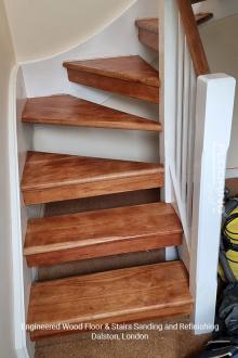 Engineered wood floor & stairs sanding and refinishing in Dalston 8