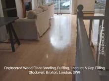 Engineered wood flooring sanding, buffing, lacquer & gap filling in Stockwell, Brixton 3