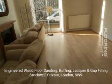 Engineered wood flooring sanding, buffing, lacquer & gap filling in Stockwell, Brixton 5