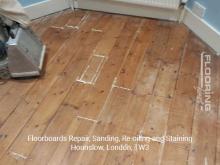 Floorboards repair, sanding, re-oiling and staining in Hounslow 2