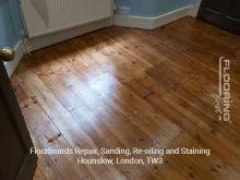 Floorboards repair, sanding, re-oiling and staining in Hounslow 4