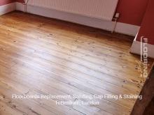 Floorboards replacement, sanding, gap filling & staining in Tottenham 1