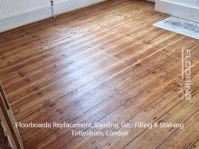 Floorboards replacement, sanding, gap filling & staining in Tottenham 2