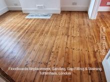 Floorboards replacement, sanding, gap filling & staining in Tottenham 3
