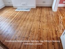 Floorboards replacement, sanding, gap filling & staining in Tottenham 3