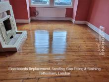 Floorboards replacement, sanding, gap filling & staining in Tottenham 4
