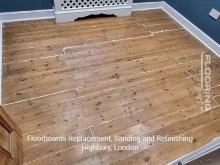 Floorboards replacement, sanding and refinishing in Highbury 1