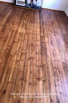 Hallway and living room floorboards restoration in Wandsworth 2