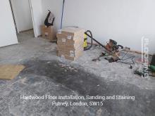 Hardwood floor installation, sanding and staining in Putney