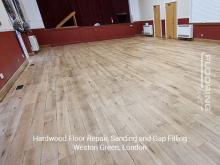 Hardwood floor repair, sanding and gap filling in Weston Green 4