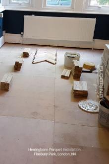 Herringbone parquet installation in Finsbury Park