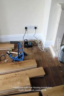 Installation of traditional solid oak flooring in Woodford 1