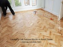 Laying of oak parquet blocks in rustic grade in Harrow 2