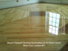 Maple parquet flooring restoration in hi-gloss finish in West End 1