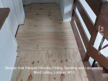 Mosaic oak parquet flooring installation, sanding and lacquering in West Ealing 2