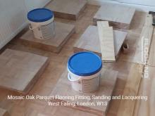 Mosaic oak parquet flooring installation, sanding and lacquering in West Ealing 4