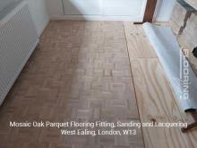 Mosaic oak parquet flooring installation, sanding and lacquering in West Ealing 5