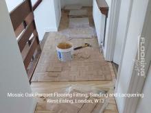 Mosaic oak parquet flooring installation, sanding and lacquering in West Ealing 6
