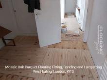 Mosaic oak parquet flooring installation, sanding and lacquering in West Ealing 7