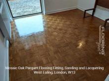 Mosaic oak parquet flooring installation, sanding and lacquering in West Ealing 12