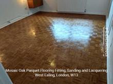 Mosaic oak parquet flooring installation, sanding and lacquering in West Ealing 13