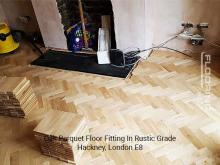Oak parquet floor fitting In rustic grade in Hackney 2