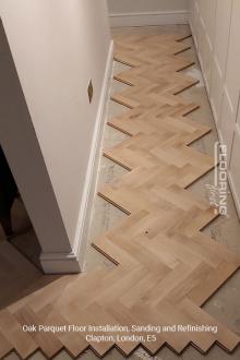 Oak parquet floor installation, sanding and refinishing in Clapton, E5 1