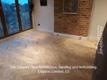 Oak parquet floor installation, sanding and refinishing in Clapton, E5 4