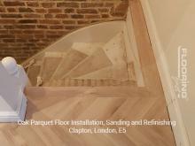 Oak parquet floor installation, sanding and refinishing in Clapton, E5 6