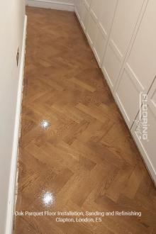 Oak parquet floor installation, sanding and refinishing in Clapton, E5 9