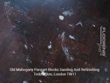 Old mahogany parquet blocks sanding and refinishing in Teddington 1