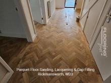Parquet floor sanding, lacquering & gap filling in Rickmansworth 1