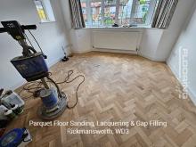 Parquet floor sanding, lacquering & gap filling in Rickmansworth 2